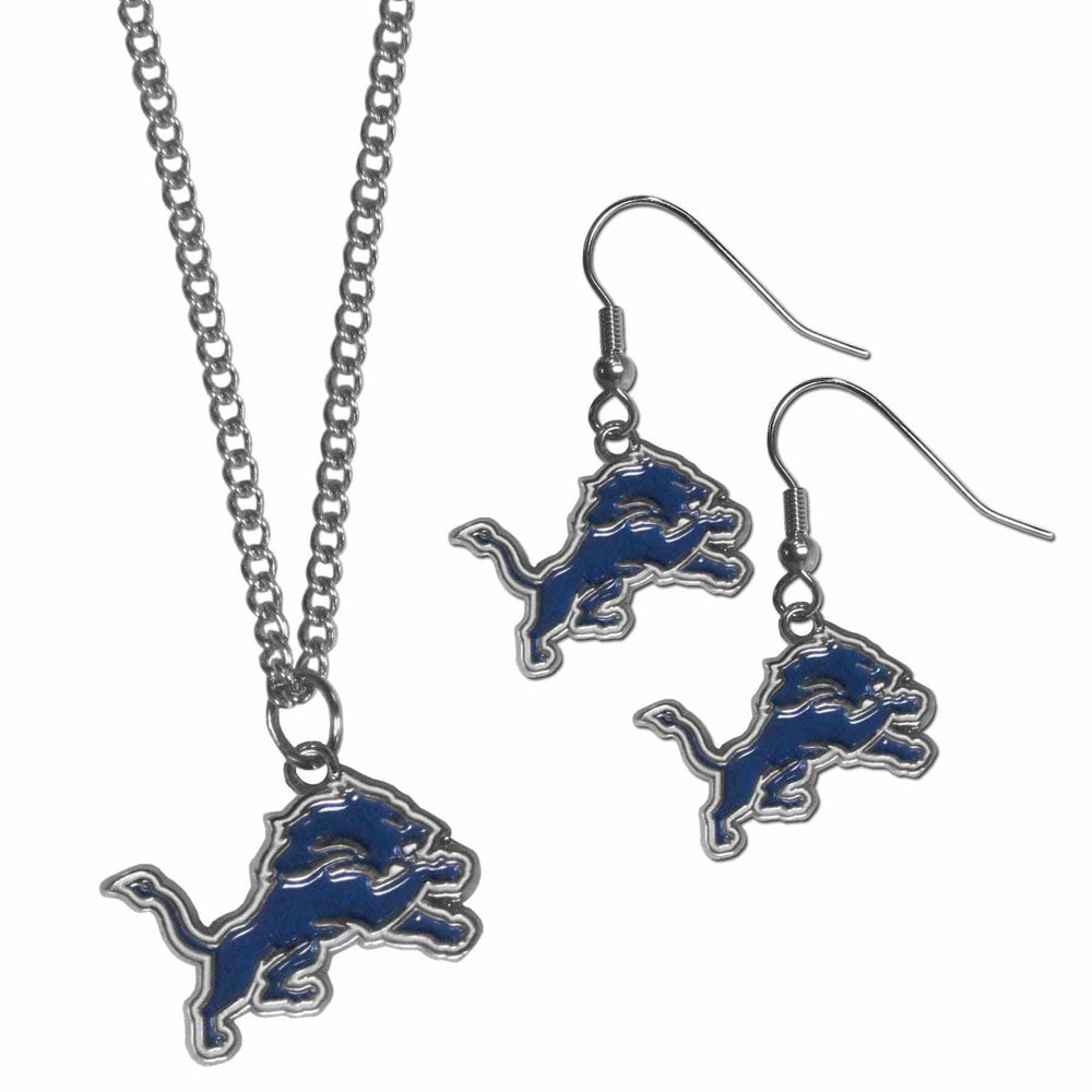 Detroit Lions Dangle Earrings and Chain Necklace Set - Siskiyou Buckle - Flyclothing LLC