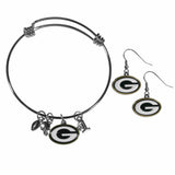 Green Bay Packers Dangle Earrings and Charm Bangle Bracelet Set - Siskiyou Buckle - Flyclothing LLC