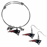 New England Patriots Dangle Earrings and Charm Bangle Bracelet Set - Siskiyou Buckle - Flyclothing LLC
