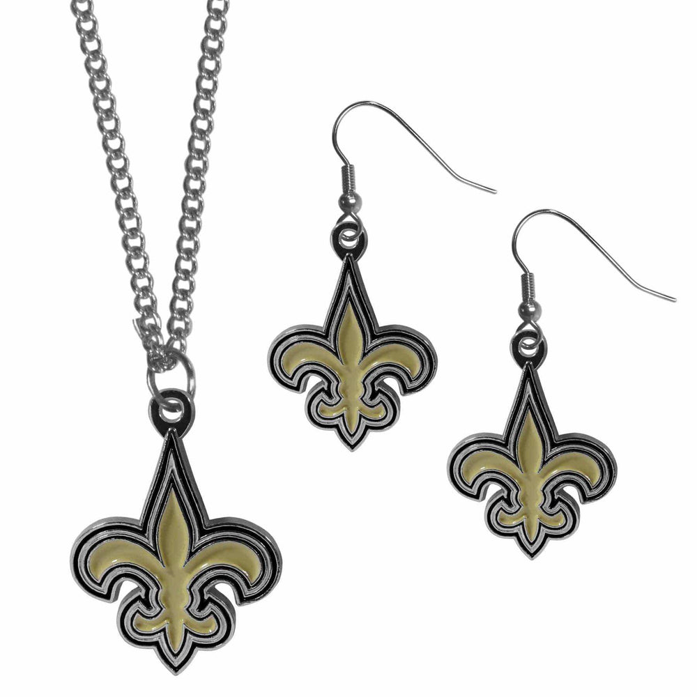 New Orleans Saints Dangle Earrings and Chain Necklace Set - Siskiyou Buckle - Flyclothing LLC