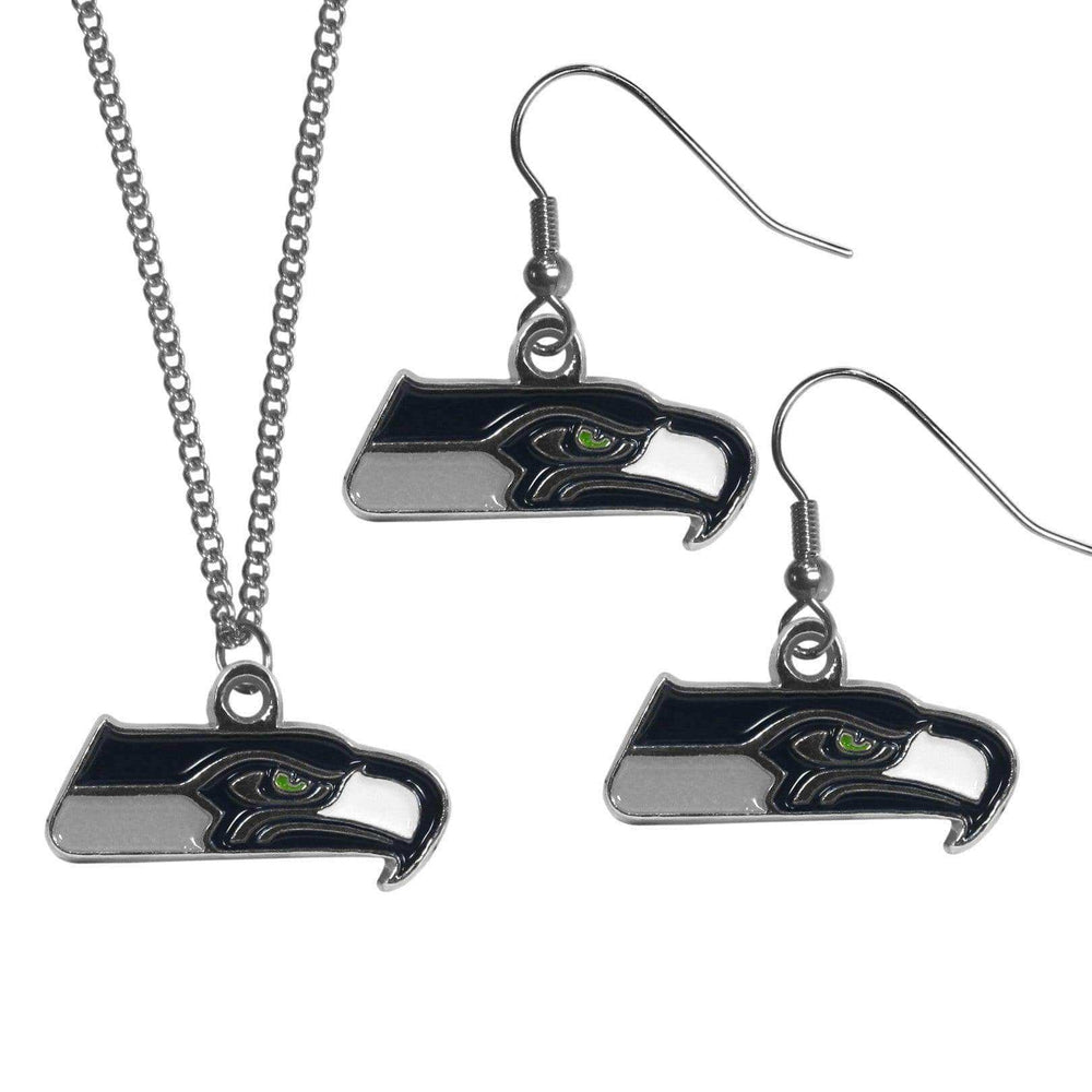 Seattle Seahawks Dangle Earrings and Chain Necklace Set - Siskiyou Buckle - Flyclothing LLC