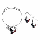 Houston Texans Dangle Earrings and Charm Bangle Bracelet Set - Siskiyou Buckle - Flyclothing LLC