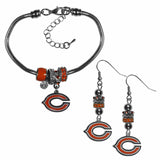 Chicago Bears Euro Bead Earrings and Bracelet Set - Siskiyou Buckle - Flyclothing LLC