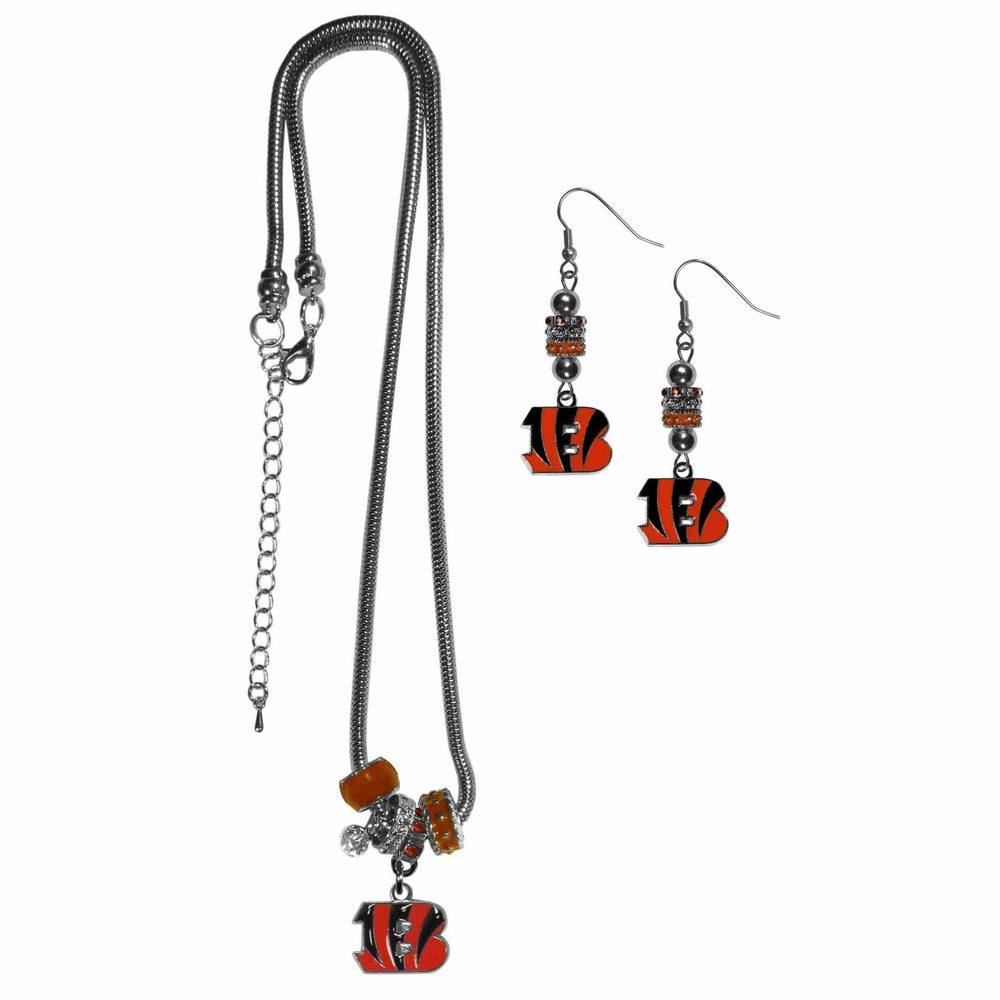 Cincinnati Bengals Euro Bead Earrings and Necklace Set - Siskiyou Buckle - Flyclothing LLC