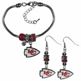 Kansas City Chiefs Euro Bead Earrings and Bracelet Set - Kansas City Chiefs - Flyclothing LLC