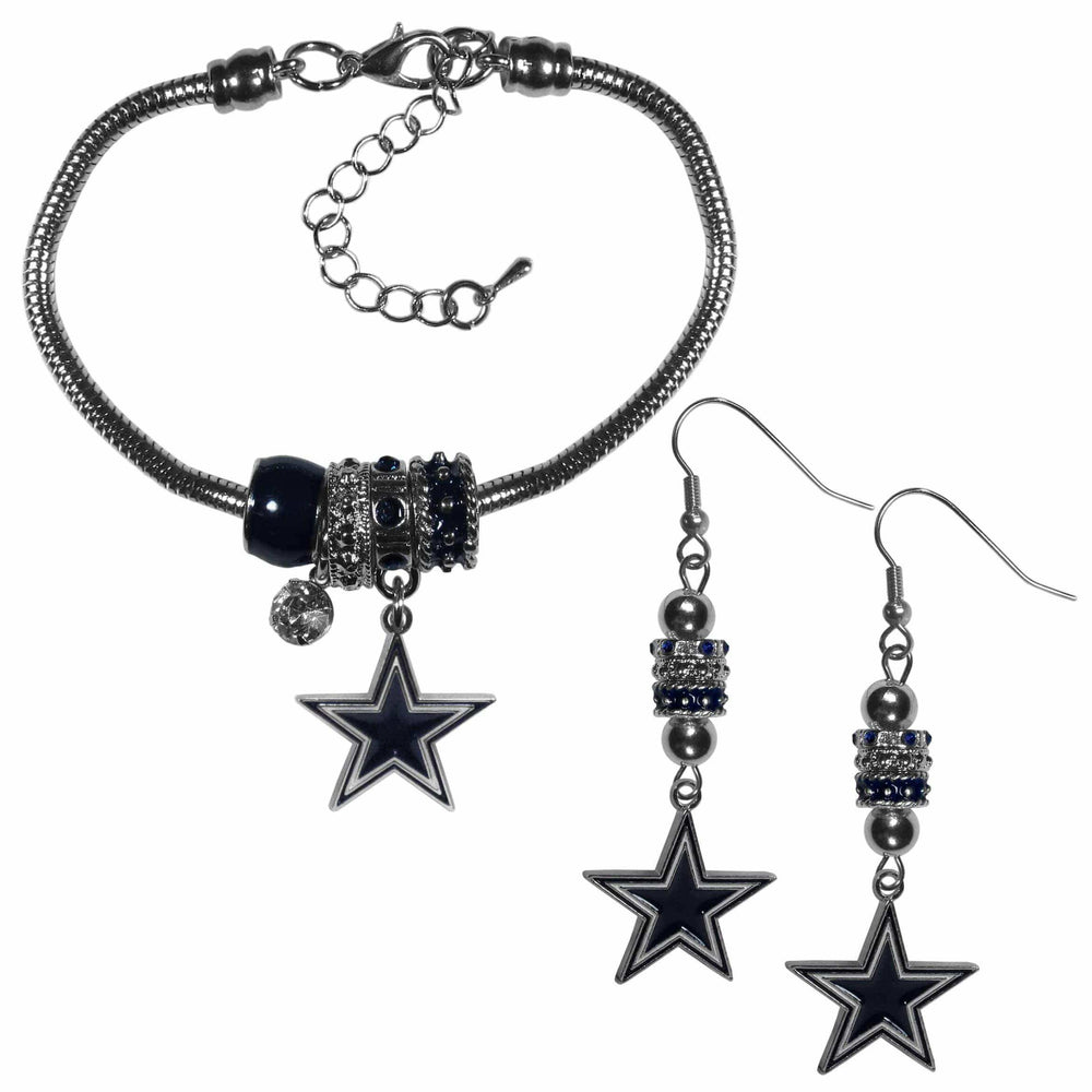 Dallas Cowboys Euro Bead Earrings and Bracelet Set - Siskiyou Buckle - Flyclothing LLC