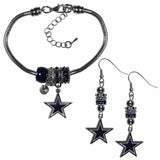 Dallas Cowboys Euro Bead Earrings and Bracelet Set - Siskiyou Buckle - Flyclothing LLC