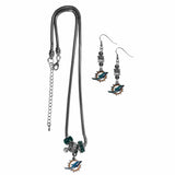 Miami Dolphins Euro Bead Earrings and Necklace Set - Siskiyou Buckle - Flyclothing LLC