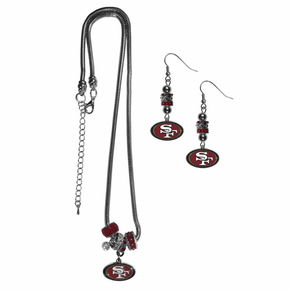 San Francisco 49ers Euro Bead Earrings and Necklace Set - Siskiyou Buckle - Flyclothing LLC