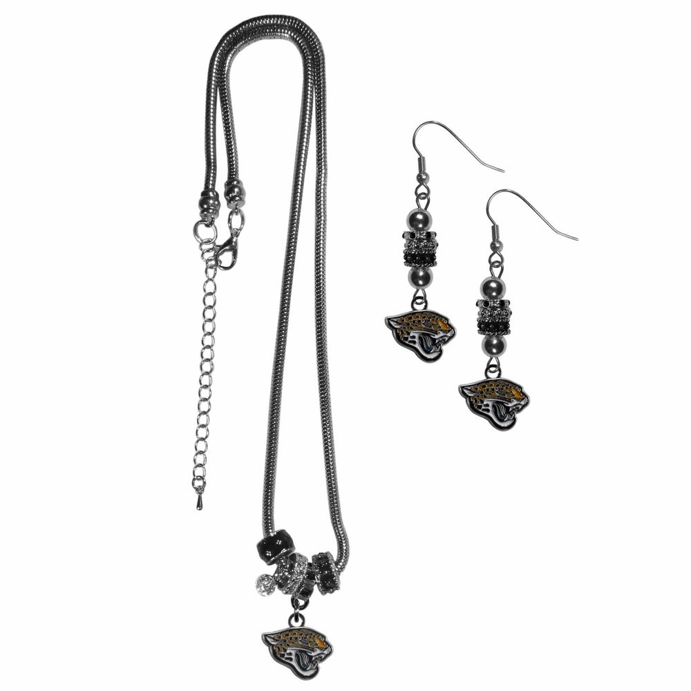 Jacksonville Jaguars Euro Bead Earrings and Necklace Set - Siskiyou Buckle - Flyclothing LLC