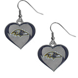 Baltimore Ravens Heart Dangle Earrings - Siskiyou Buckle - Flyclothing LLC