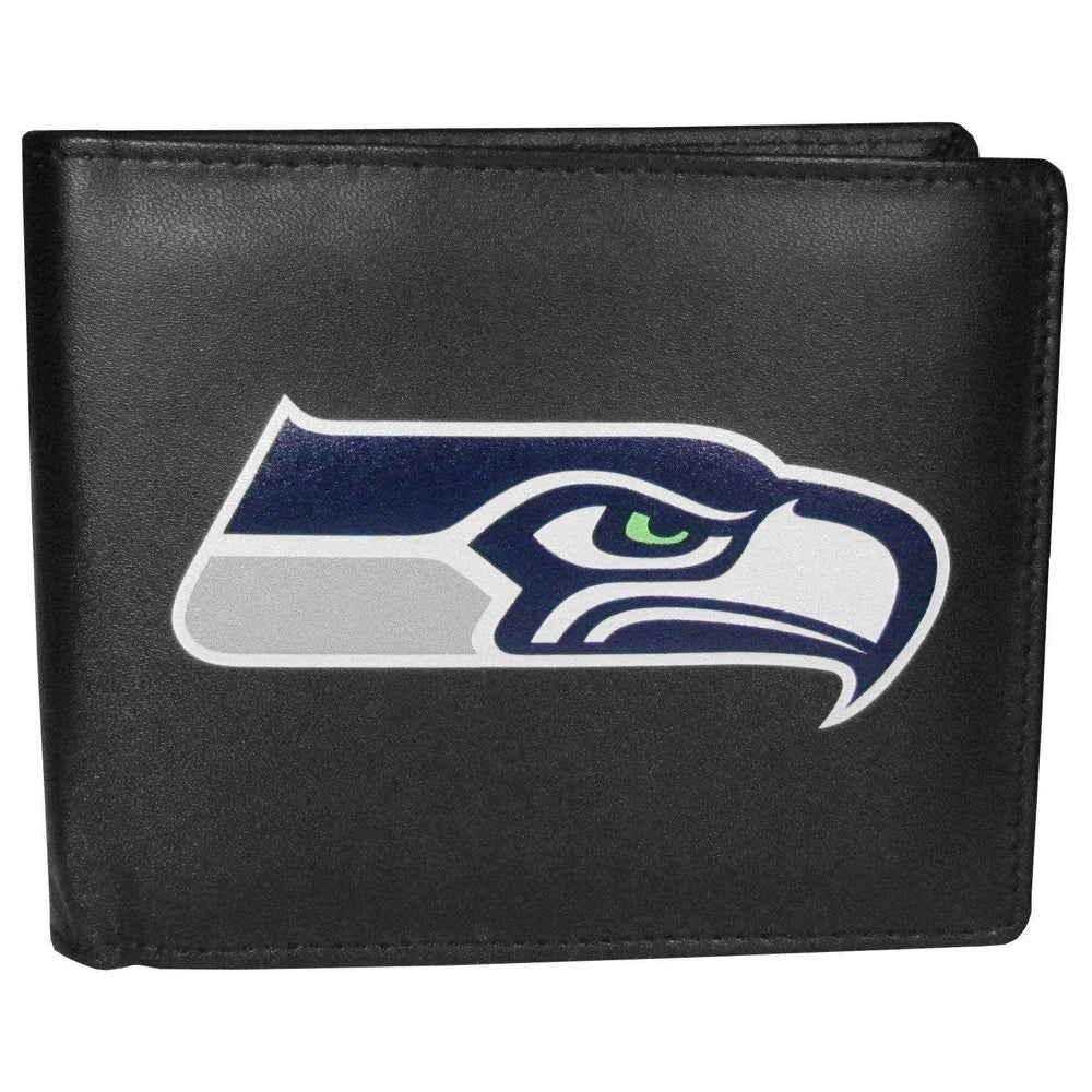 Seattle Seahawks Leather Bi-fold Wallet, Large Logo - Siskiyou Buckle - Flyclothing LLC