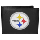 Pittsburgh Steelers Leather Bi-fold Wallet, Large Logo - Siskiyou Buckle - Flyclothing LLC