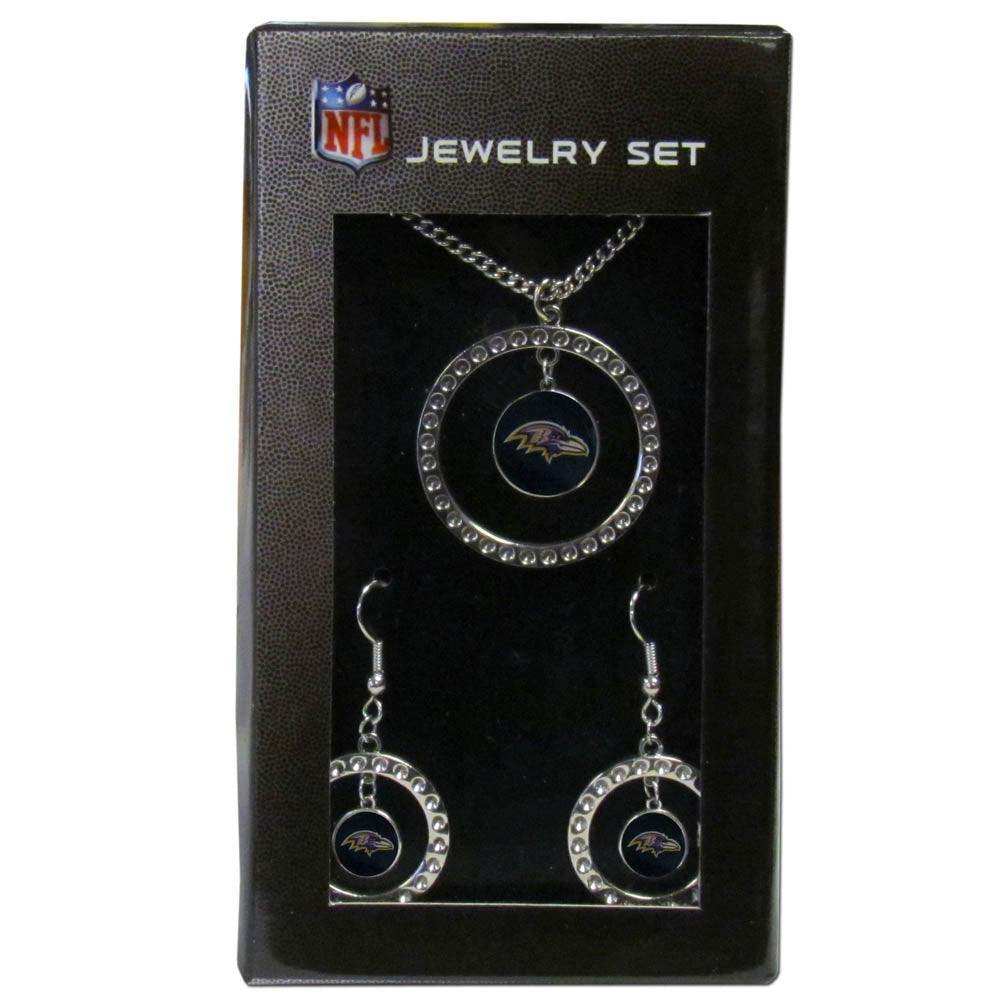 Baltimore Ravens Rhinestone Hoop Jewelry Set - Siskiyou Buckle - Flyclothing LLC