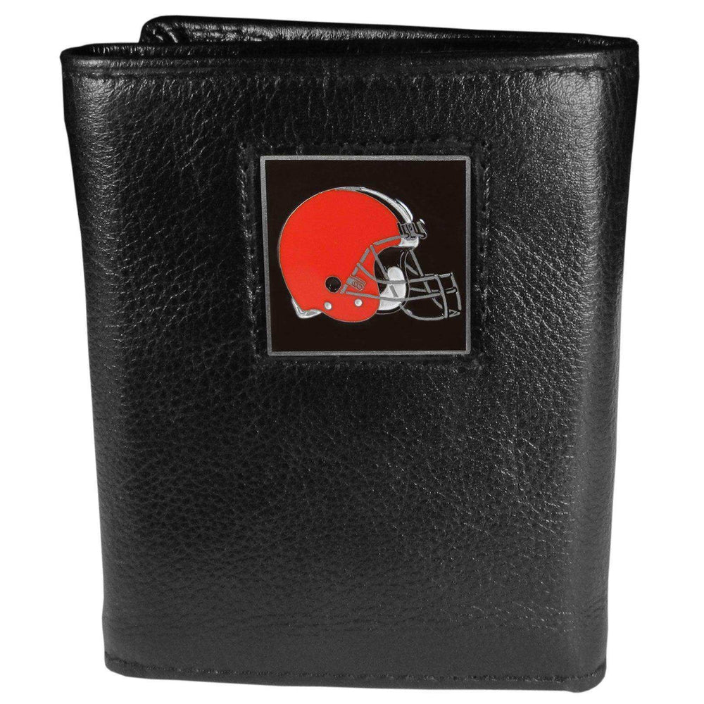 Cleveland Browns Deluxe Leather Tri-fold Wallet Packaged in Gift Box - Siskiyou Buckle - Flyclothing LLC