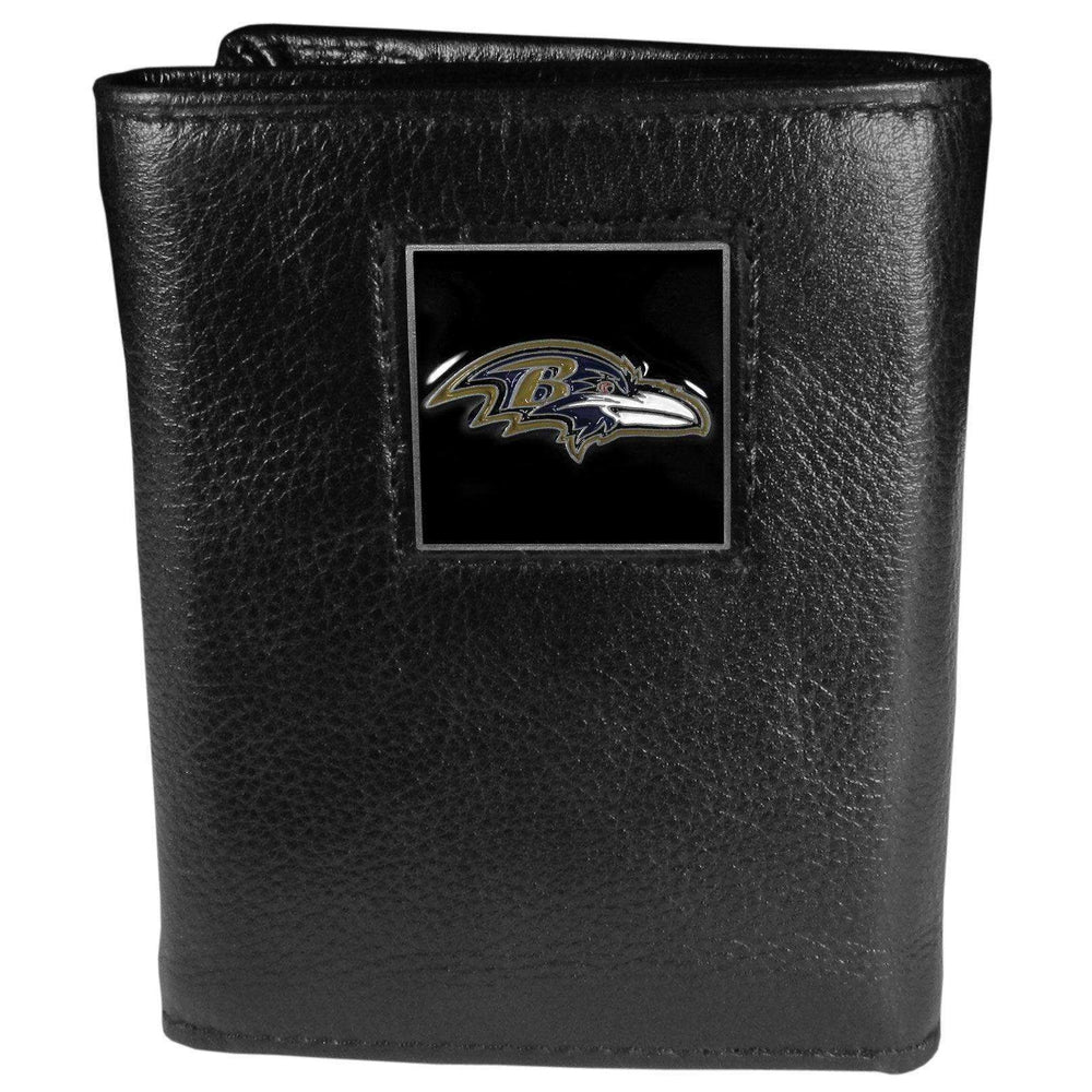Baltimore Ravens Deluxe Leather Tri-fold Wallet Packaged in Gift Box - Siskiyou Buckle - Flyclothing LLC
