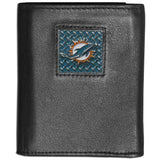 Miami Dolphins Gridiron Leather Tri-fold Wallet - Siskiyou Buckle - Flyclothing LLC