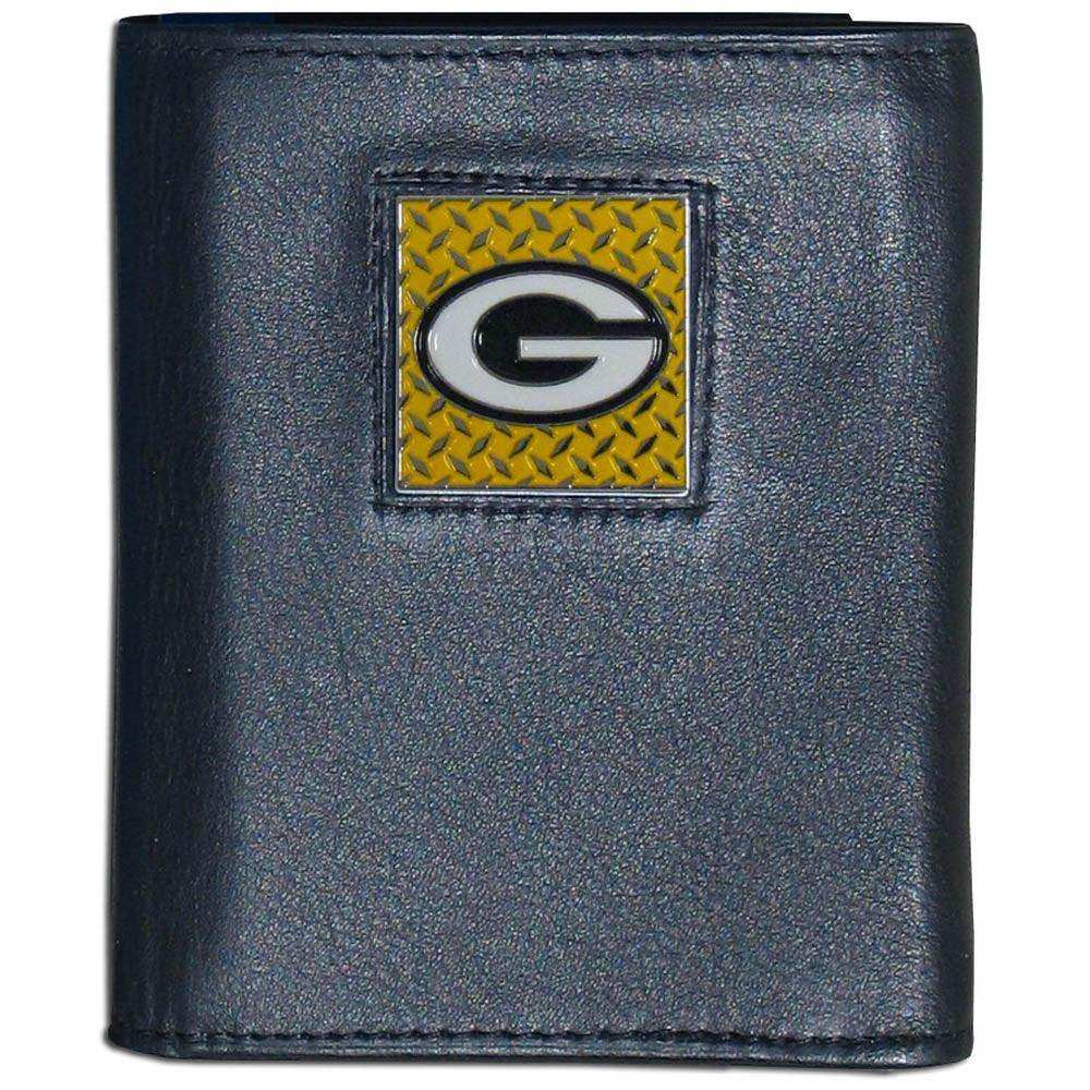 Green Bay Packers Gridiron Leather Tri-fold Wallet Packaged in Gift Box - Siskiyou Buckle - Flyclothing LLC