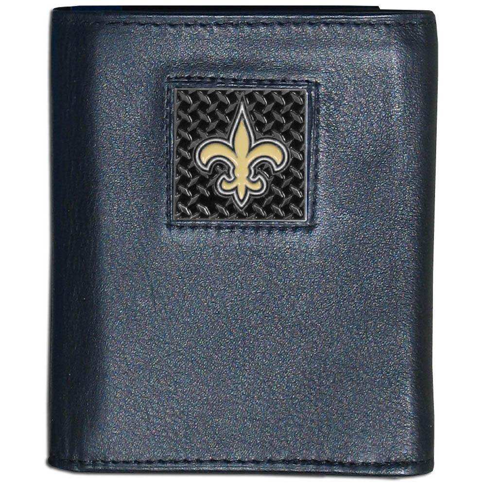 New Orleans Saints Gridiron Leather Tri-fold Wallet Packaged in Gift Box - Siskiyou Buckle - Flyclothing LLC