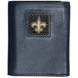 New Orleans Saints Gridiron Leather Tri-fold Wallet Packaged in Gift Box - Siskiyou Buckle - Flyclothing LLC