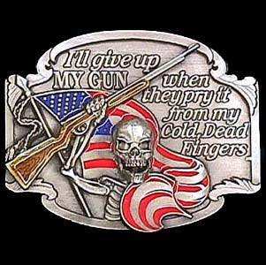I'll Give Up My Gun Enameled Belt Buckle - Siskiyou Buckle - Flyclothing LLC