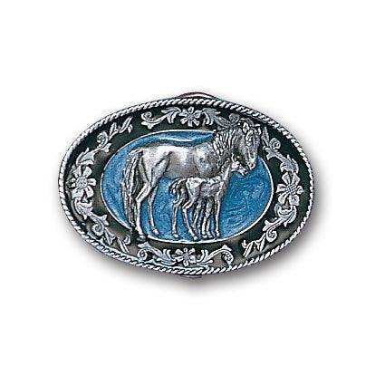 Mare with Colt Enameled Belt Buckle - Siskiyou Buckle - Flyclothing LLC