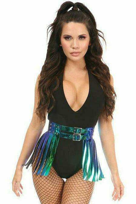 Daisy Corsets Teal/Blue Holo Fringe Skirt - Daisy Corsets - Flyclothing LLC