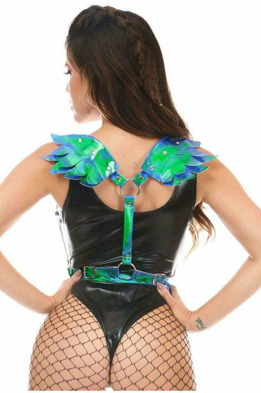 Daisy Corsets Blue/Teal Holo Angel Wings - Daisy Corsets - Flyclothing LLC