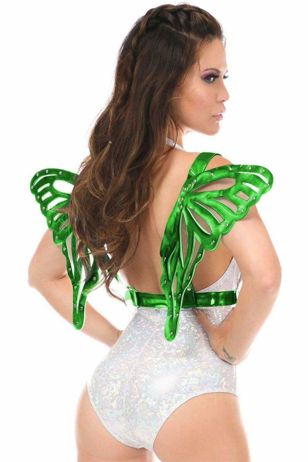 Green Holo Large Butterfly Wing Body Harness - Daisy Corsets - Flyclothing LLC