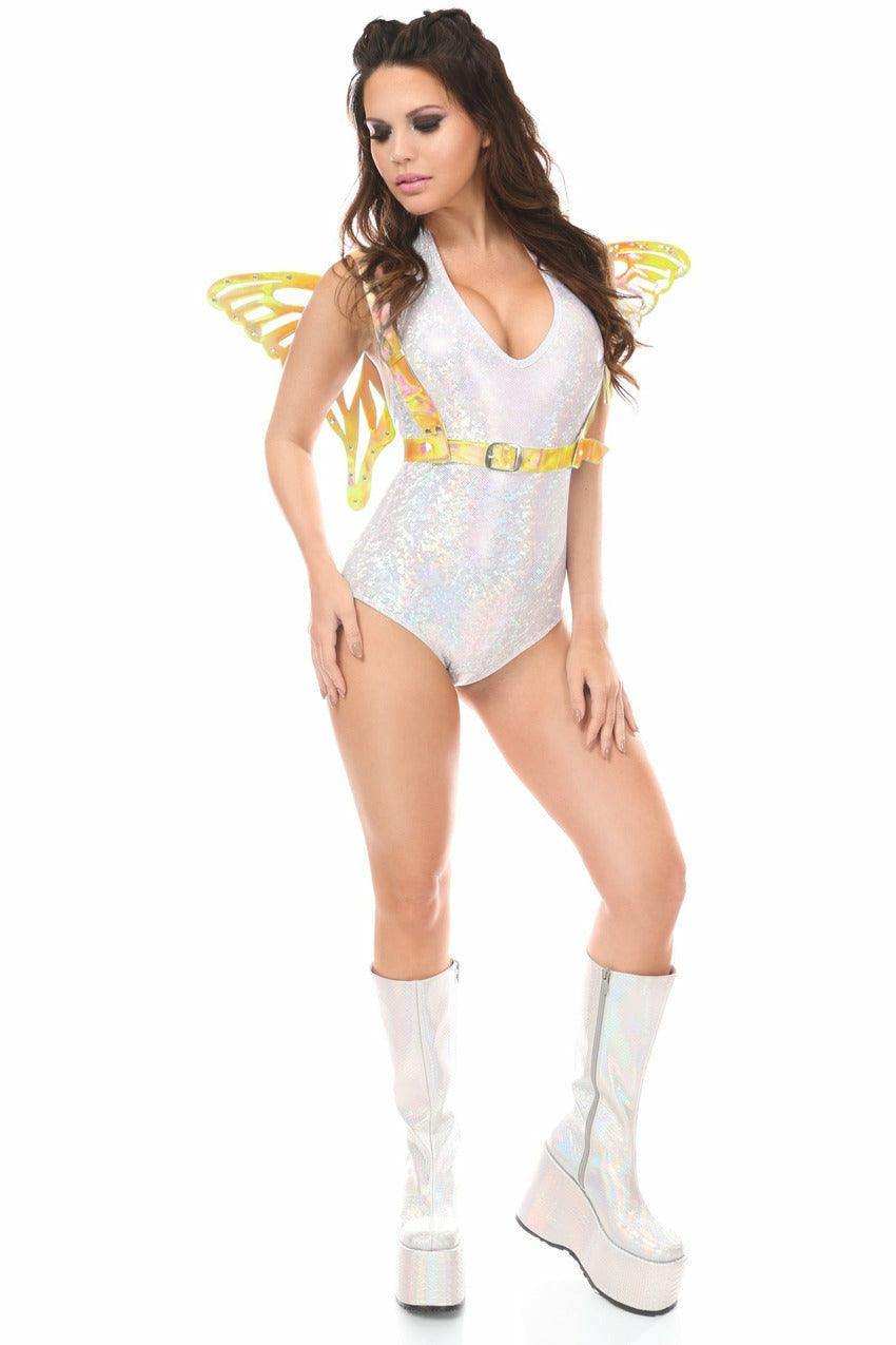 Yellow/Pink Holo Large Butterfly Wing Body Harness - Daisy Corsets - Flyclothing LLC
