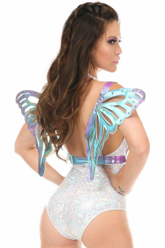 Blue/Purple Holo Large Butterfly Wing Body Harness - Daisy Corsets - Flyclothing LLC