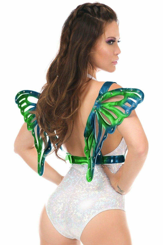 Blue/Teal Holo Large Butterfly Wing Body Harness - Daisy Corsets - Flyclothing LLC