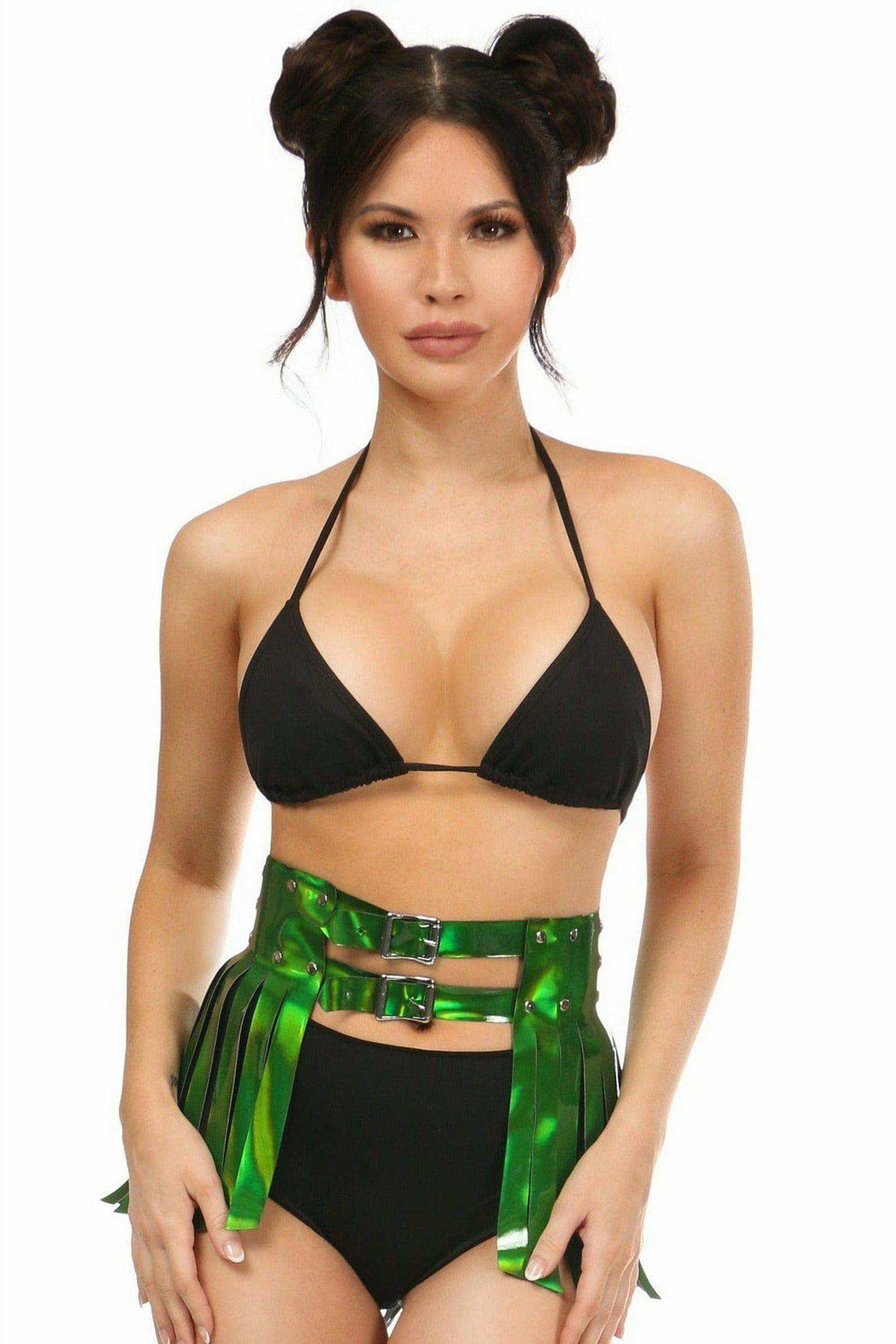 Daisy Corsets Green Holo Fringe Skirt - Daisy Corsets - Flyclothing LLC