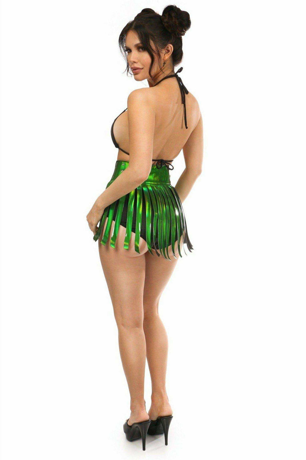 Daisy Corsets Green Holo Fringe Skirt - Daisy Corsets - Flyclothing LLC