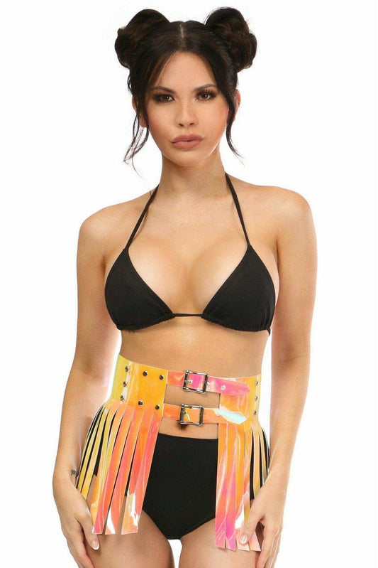 Daisy Corsets Yellow/Pink Holo Fringe Skirt - Daisy Corsets - Flyclothing LLC