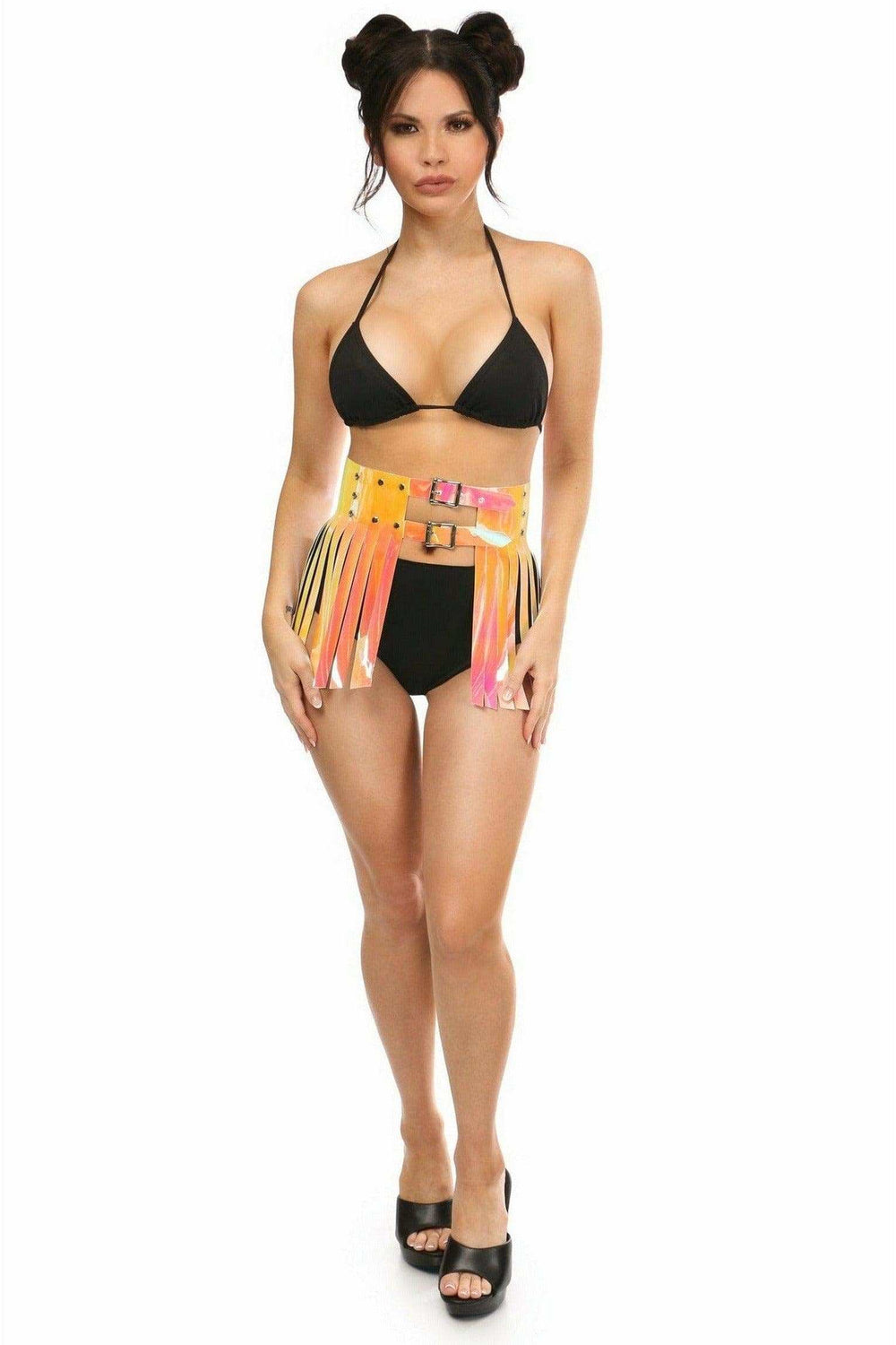 Daisy Corsets Yellow/Pink Holo Fringe Skirt - Daisy Corsets - Flyclothing LLC