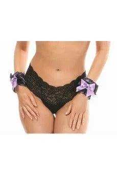 Daisy Corsets Kitten Collection Lavender/Black Lace Wrist Cuffs (set of 2) - Daisy Corsets - Flyclothing LLC