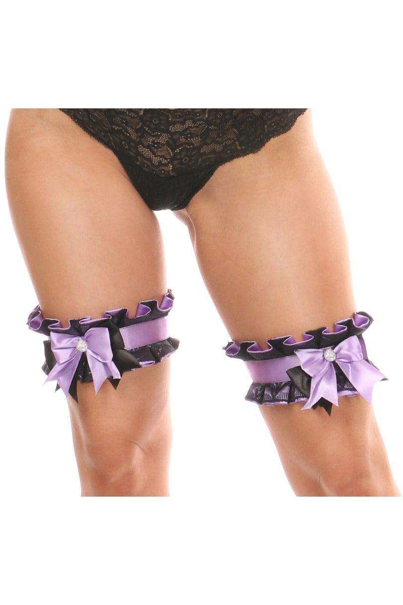 Daisy Corsets Kitten Collection Lavender/Black Lace Garters (set of 2) - Daisy Corsets - Flyclothing LLC