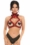 Kitten Collection Red/Black Lace Bra Top Body Harness - Daisy Corsets - Flyclothing LLC