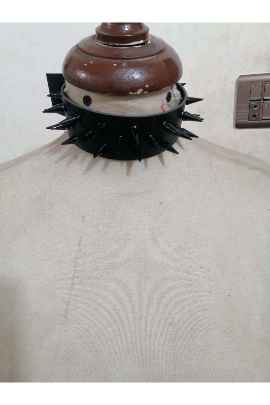 Daisy Corsets Black Faux Leather & Black Metallic Spike Choker - Daisy Corsets - Flyclothing LLC