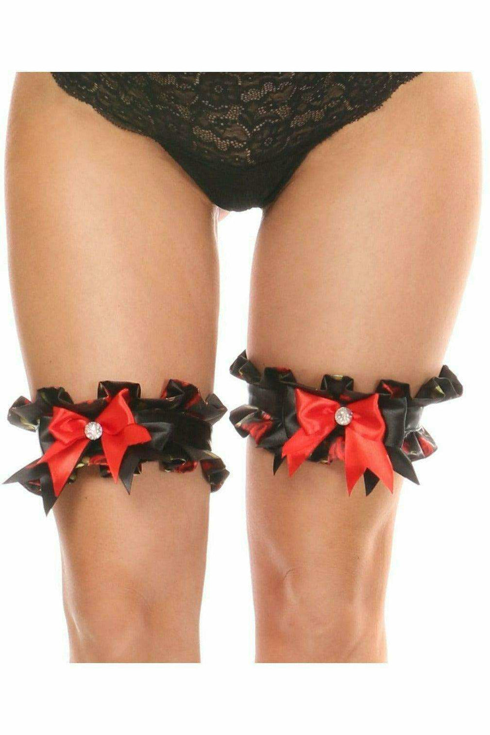 Daisy Corsets Kitten Collection Red Roses Satin Leg Garters (Set of 2) - Daisy Corsets - Flyclothing LLC