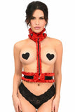 Kitten Collection Red Velvet & Faux Leather Single Strap Body Harness - Daisy Corsets - Flyclothing LLC