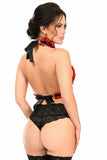 Kitten Collection Red Velvet & Faux Leather Triangle Top Body Harness - Daisy Corsets - Flyclothing LLC