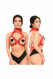 Kitten Collection Red/Red Triangle Top Body Harness - Daisy Corsets - Flyclothing LLC