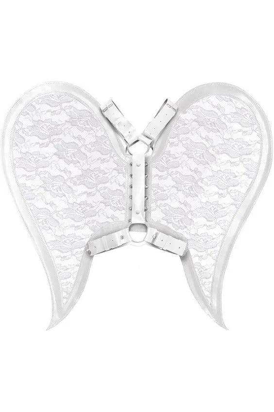 Daisy Corsets White/White Faux Leather & Lace Angel Wing Body Harness - Daisy Corsets - Flyclothing LLC