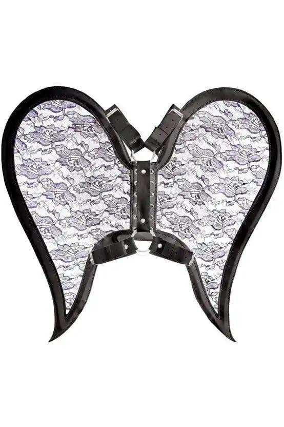 Daisy Corsets Black/Black Faux Leather & Lace Angel Wing Body Harness - Daisy Corsets - Flyclothing LLC