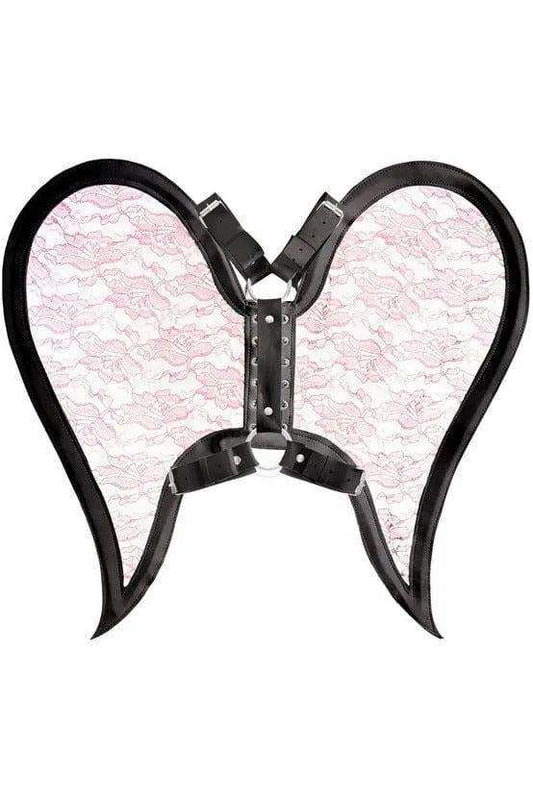 Daisy Corsets Black/Pink Faux Leather & Lace Angel Wing Body Harness - Daisy Corsets - Flyclothing LLC