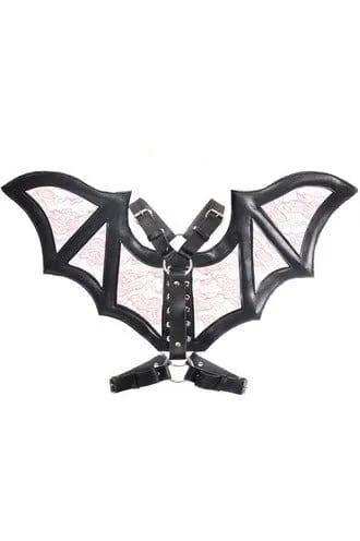 Daisy Corsets Black/Pink Faux Leather & Lace Wing Harness - Daisy Corsets - Flyclothing LLC