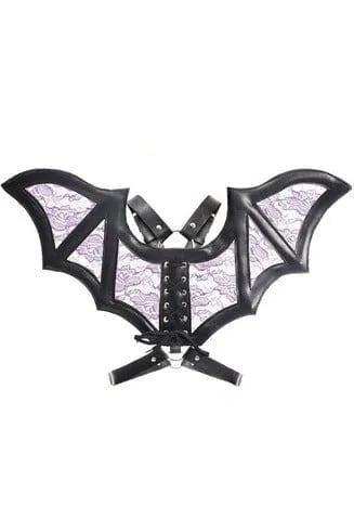 Daisy Corsets Black/Purple Faux Leather & Lace Wing Harness - Daisy Corsets - Flyclothing LLC
