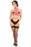 Hot Pink Stretchy Body Harness w/Gold Hardware - Daisy Corsets - Flyclothing LLC